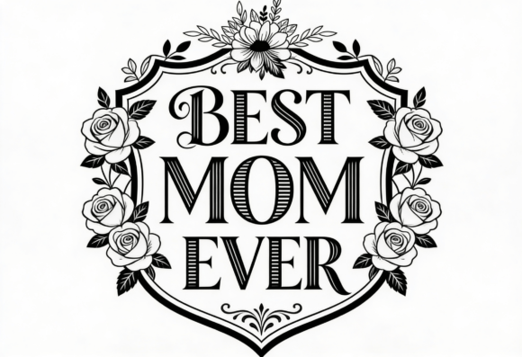 Best Mom Ever Floral Emblem SVG for Crafts and Graphics