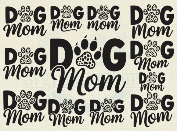 Dog Mom Leopard Paw Print SVG Bundle for Crafts and Graphics