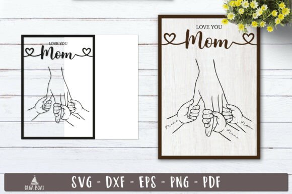 Love You Mom Kids Holding Hands SVG for Crafts and Graphics