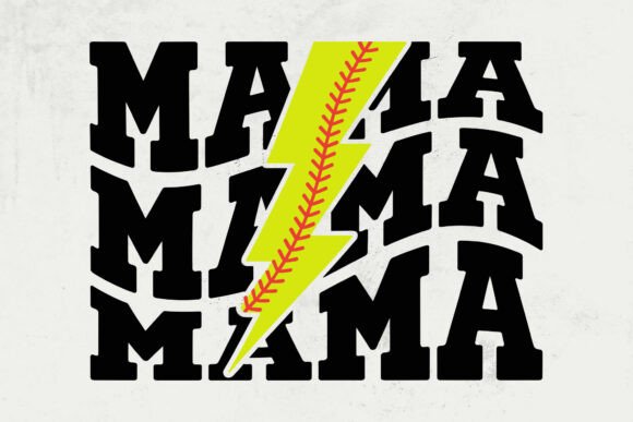 Mama Svg, Softball Lightning Bolt Graphic for Crafts and Commercial Projects