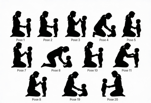 Mom and Baby Silhouette Poses SVG: A Versatile Graphic for Crafts