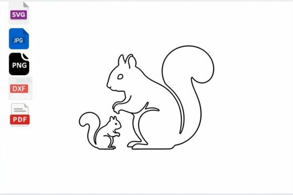 Mom and Baby Squirrel Outline SVG: A Versatile Graphic for Creative Crafts
