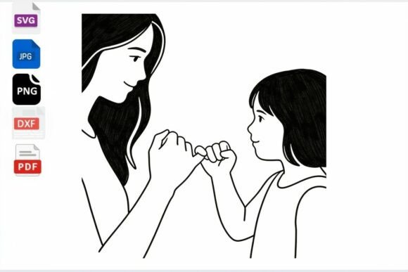 Mom and Child Pinky Promise SVG: A Versatile Graphic Design Asset for Crafts