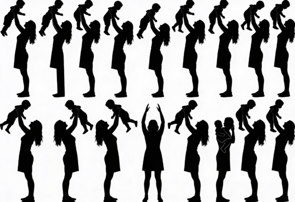 Mom Holding Baby Silhouette Clipart: A Powerful Graphic Design Asset for Content Creators