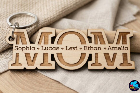 Mom Keychain Laser Cut Graphics for Crafts and Designers