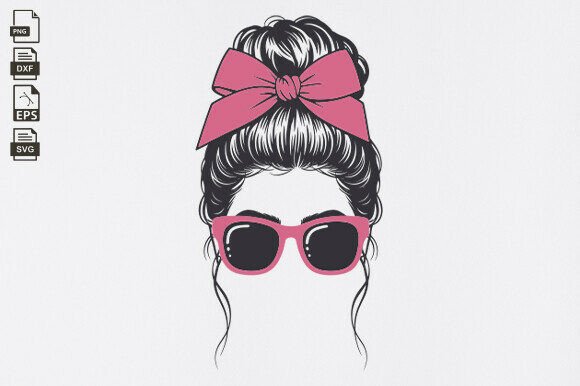 Mom Life Kid Life Messy Bun Graphics for Crafts and Content Creators