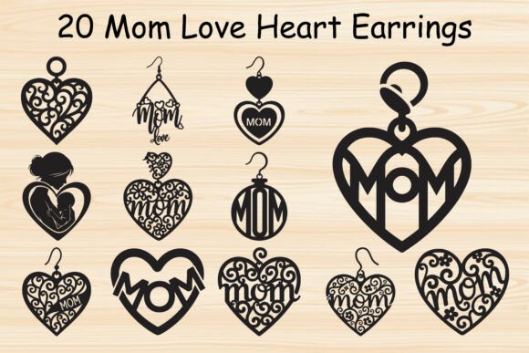 Mom Love Heart Earring Bundle – A Graphic Design Asset for Crafting Sentiment