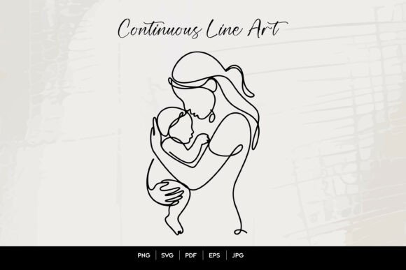Mother and Child Line Art: A Powerful Graphic Design Asset for Crafts and Branding