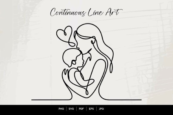 Mother and Child Love Line Art: A Versatile Graphic Design Asset for Crafts and Branding