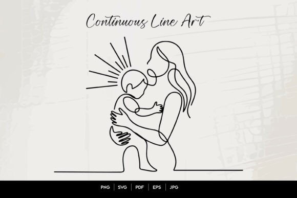 Mother Holding Child Line Art: A Versatile Graphic for Crafts and Digital Sellers