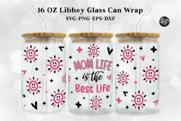Preppy Mom Life Libbey Can Wrap 16oz SVG for Crafts and Graphics